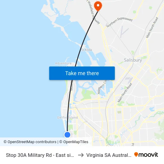 Stop 30A Military Rd - East side to Virginia SA Australia map