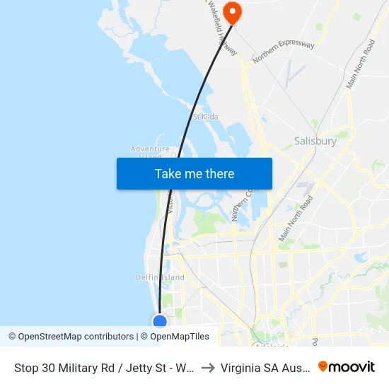 Stop 30 Military Rd / Jetty St - West side to Virginia SA Australia map