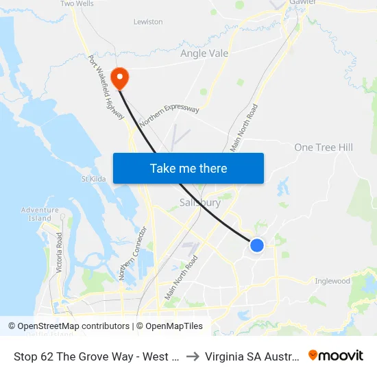 Stop 62 The Grove Way - West side to Virginia SA Australia map