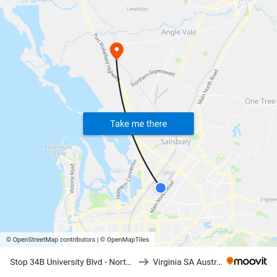 Stop 34B University Blvd - North side to Virginia SA Australia map