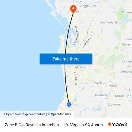 Zone B Old Reynella Interchange to Virginia SA Australia map