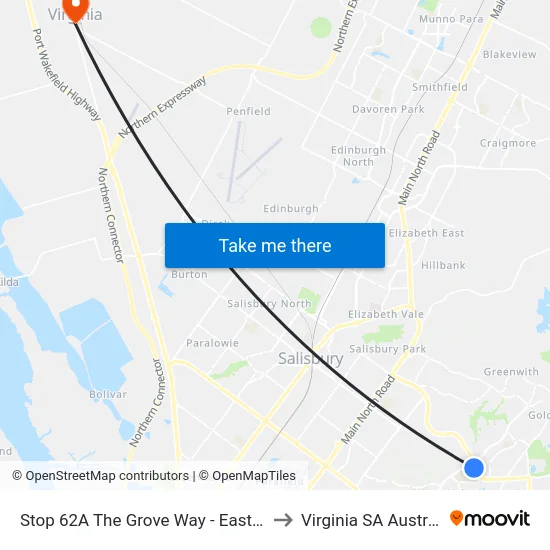 Stop 62A The Grove Way - East side to Virginia SA Australia map