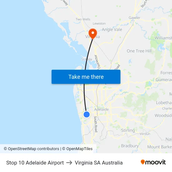 Stop 10 Adelaide Airport to Virginia SA Australia map
