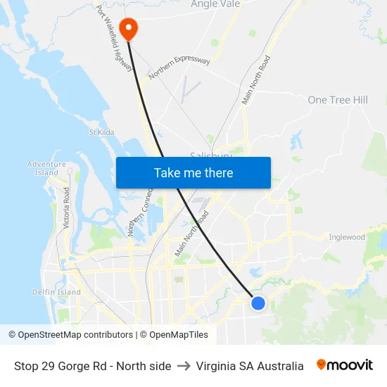 Stop 29 Gorge Rd - North side to Virginia SA Australia map