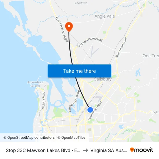 Stop 33C Mawson Lakes Blvd - East side to Virginia SA Australia map