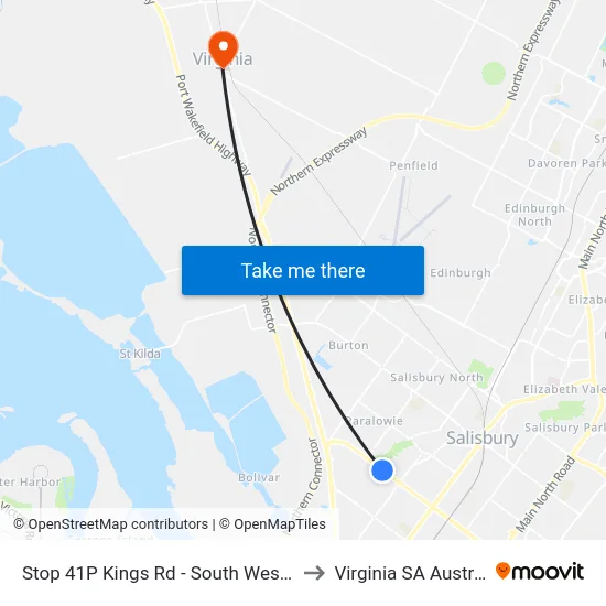 Stop 41P Kings Rd - South West side to Virginia SA Australia map
