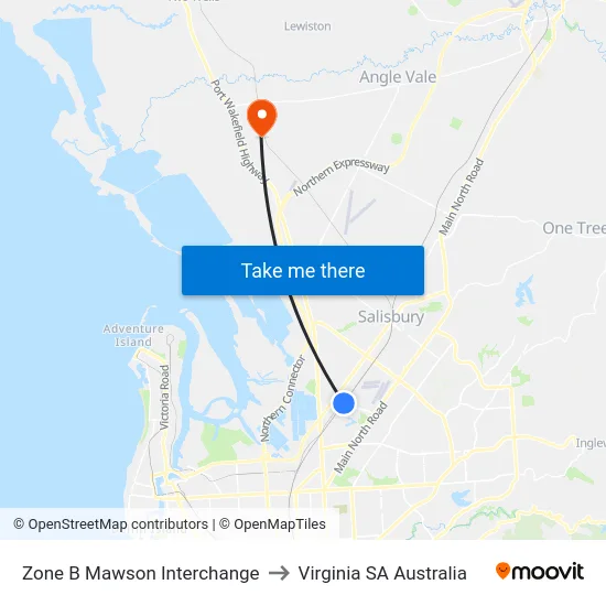 Zone B Mawson Interchange to Virginia SA Australia map