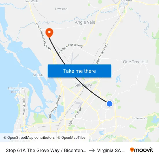 Stop 61A The Grove Way / Bicentennial Dr - North side to Virginia SA Australia map