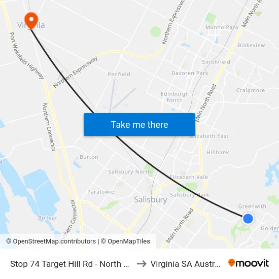 Stop 74 Target Hill Rd - North side to Virginia SA Australia map