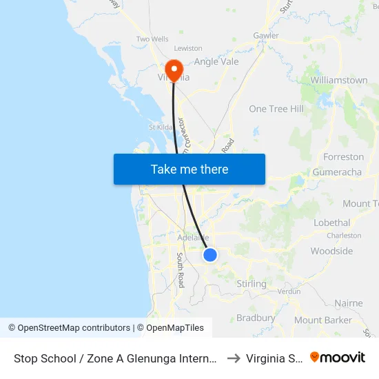 Stop School / Zone A Glenunga International High School Conyngham St to Virginia SA Australia map