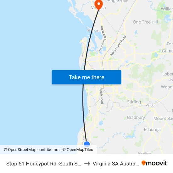 Stop 51 Honeypot Rd -South Side to Virginia SA Australia map