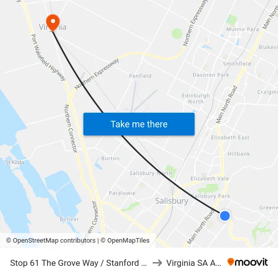 Stop 61 The Grove Way / Stanford Rd - South side to Virginia SA Australia map