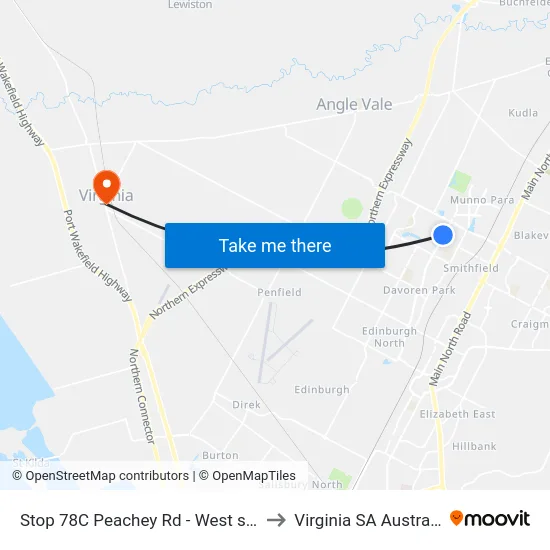 Stop 78C Peachey Rd - West side to Virginia SA Australia map