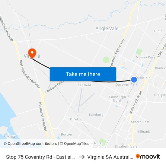 Stop 75 Coventry Rd - East side to Virginia SA Australia map