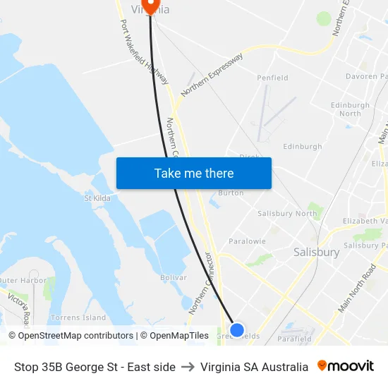 Stop 35B George St - East side to Virginia SA Australia map