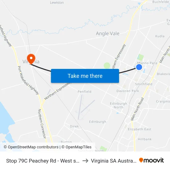 Stop 79C Peachey Rd - West side to Virginia SA Australia map