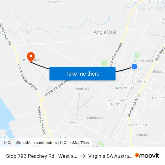 Stop 79B Peachey Rd - West side to Virginia SA Australia map