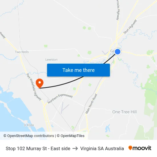 Stop 102 Murray St - East side to Virginia SA Australia map