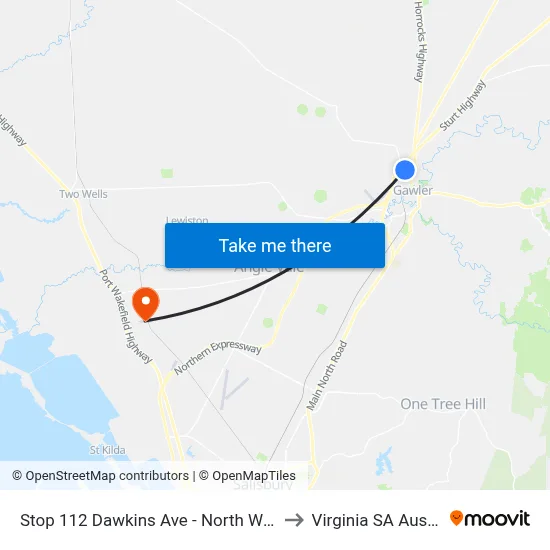 Stop 112 Dawkins Ave - North West side to Virginia SA Australia map