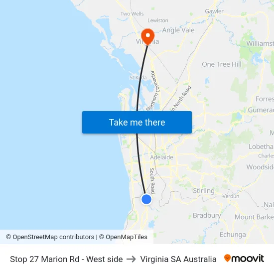 Stop 27 Marion Rd - West side to Virginia SA Australia map