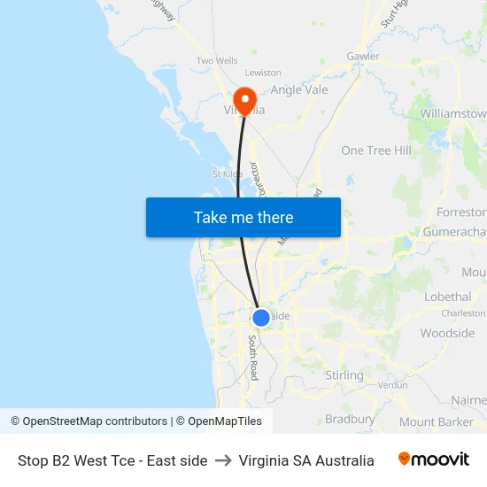 Stop B2 West Tce - East side to Virginia SA Australia map