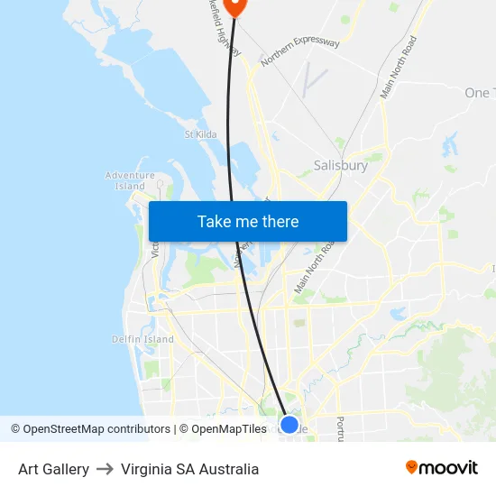 Art Gallery to Virginia SA Australia map