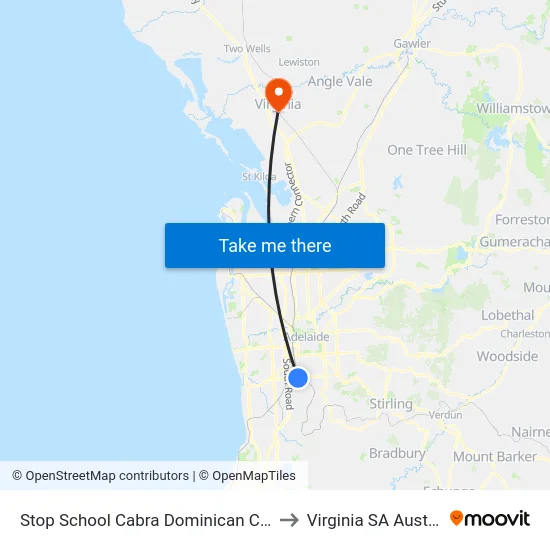 Stop School Cabra Dominican College to Virginia SA Australia map