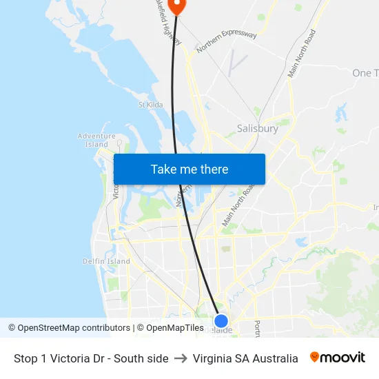 Stop 1 Victoria Dr - South side to Virginia SA Australia map