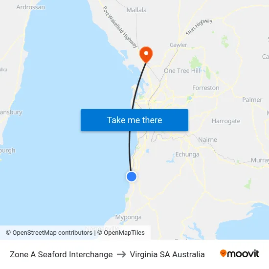 Zone A Seaford Interchange to Virginia SA Australia map