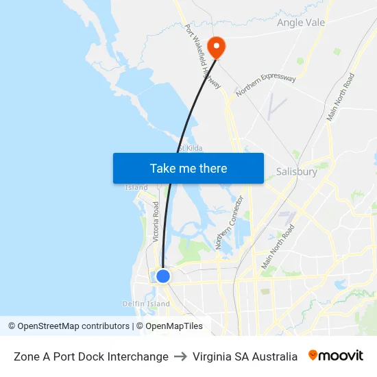Zone A Port Dock Interchange to Virginia SA Australia map
