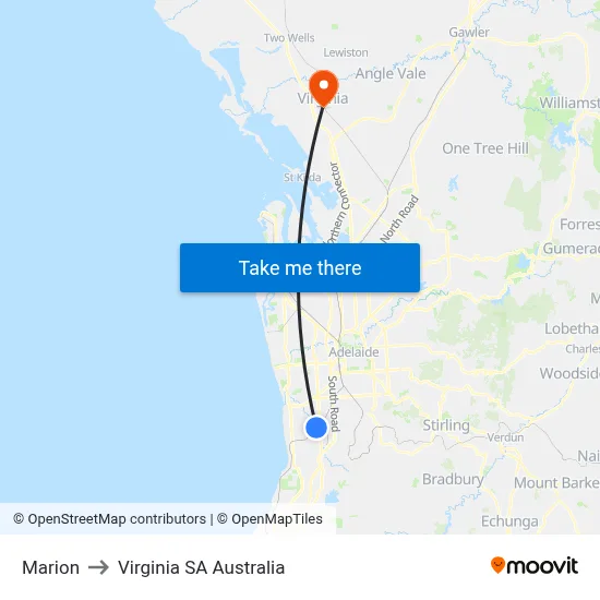 Marion to Virginia SA Australia map