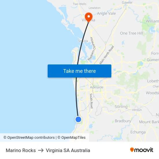 Marino Rocks to Virginia SA Australia map