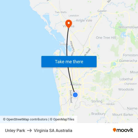 Unley Park to Virginia SA Australia map