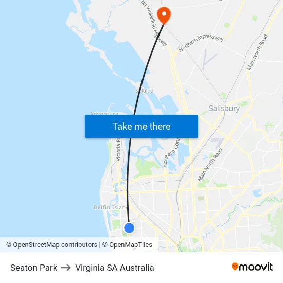 Seaton Park to Virginia SA Australia map