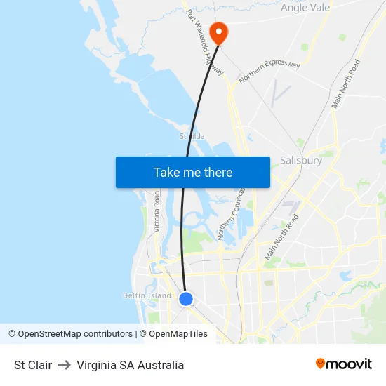 St Clair to Virginia SA Australia map