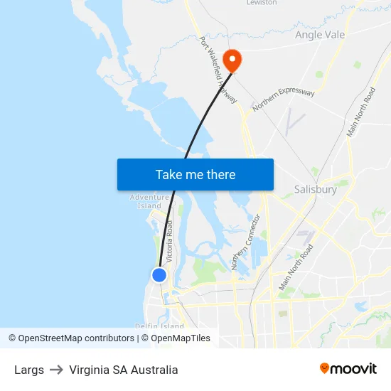 Largs to Virginia SA Australia map