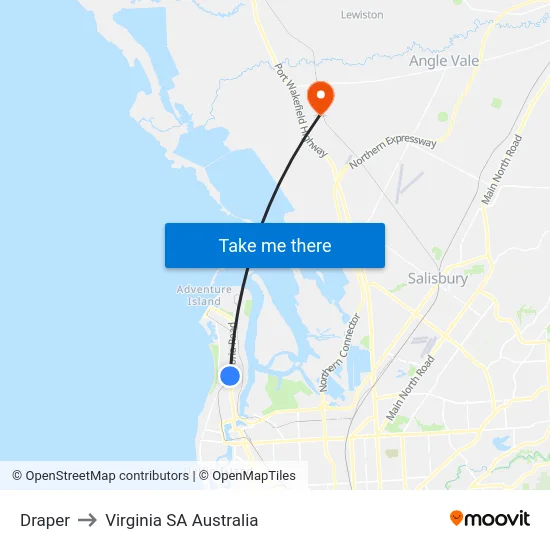 Draper to Virginia SA Australia map