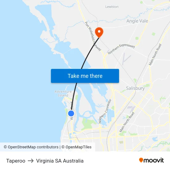 Taperoo to Virginia SA Australia map