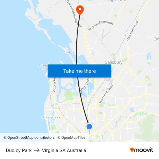 Dudley Park to Virginia SA Australia map
