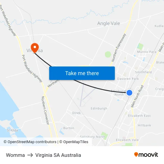 Womma to Virginia SA Australia map