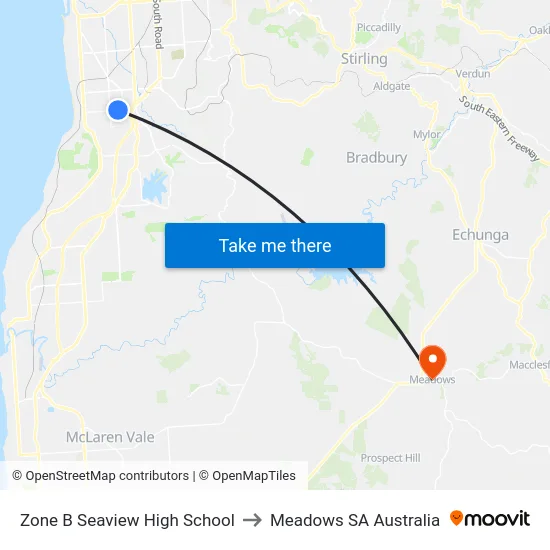 Zone B Seaview High School to Meadows SA Australia map