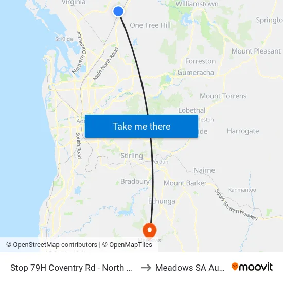 Stop 79H Coventry Rd - North West side to Meadows SA Australia map