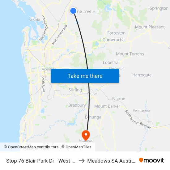 Stop 76 Blair Park Dr - West side to Meadows SA Australia map