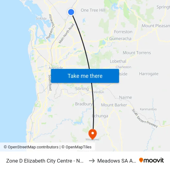 Zone D Elizabeth City Centre - North West side to Meadows SA Australia map