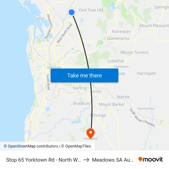 Stop 65 Yorktown Rd - North West side to Meadows SA Australia map