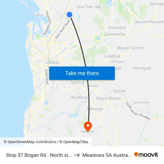 Stop 57 Bogan Rd - North side to Meadows SA Australia map