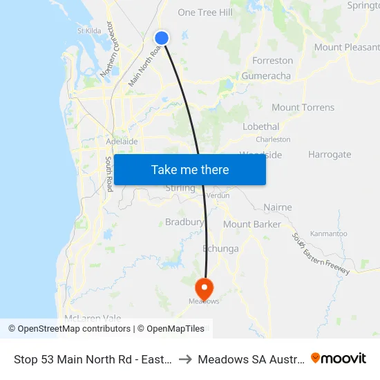 Stop 53 Main North Rd - East side to Meadows SA Australia map