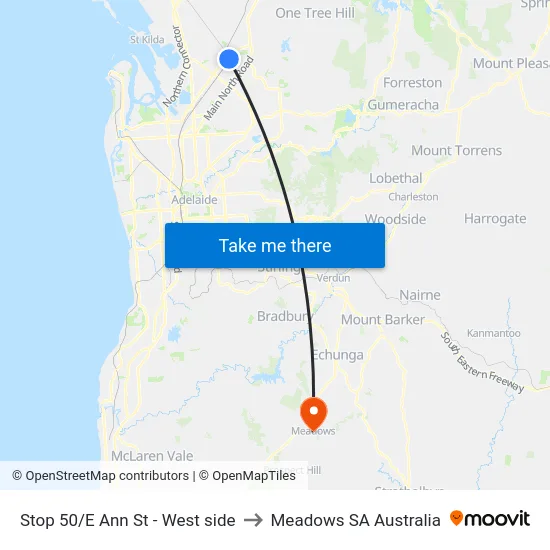 Stop 50/E Ann St - West side to Meadows SA Australia map