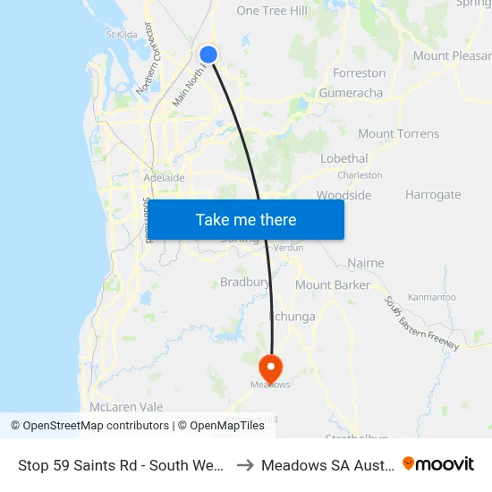 Stop 59 Saints Rd - South West side to Meadows SA Australia map