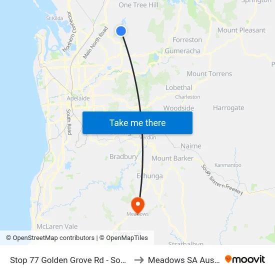 Stop 77 Golden Grove Rd - South side to Meadows SA Australia map